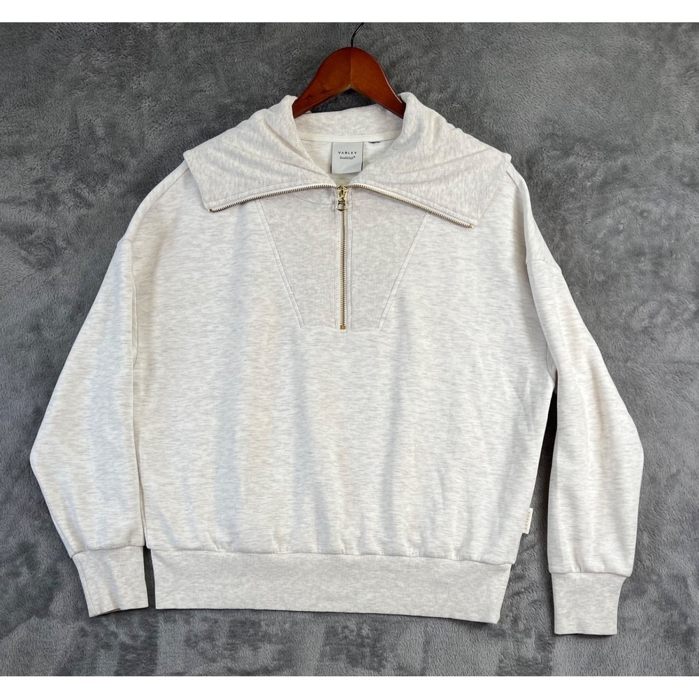 Varley Catherine Half Zip Sweatshirt XL Ivory Double Soft Pullover Cozy Lounge